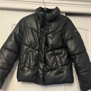 Abercrombie kids & fitch vegan leather puffer coat 13/14